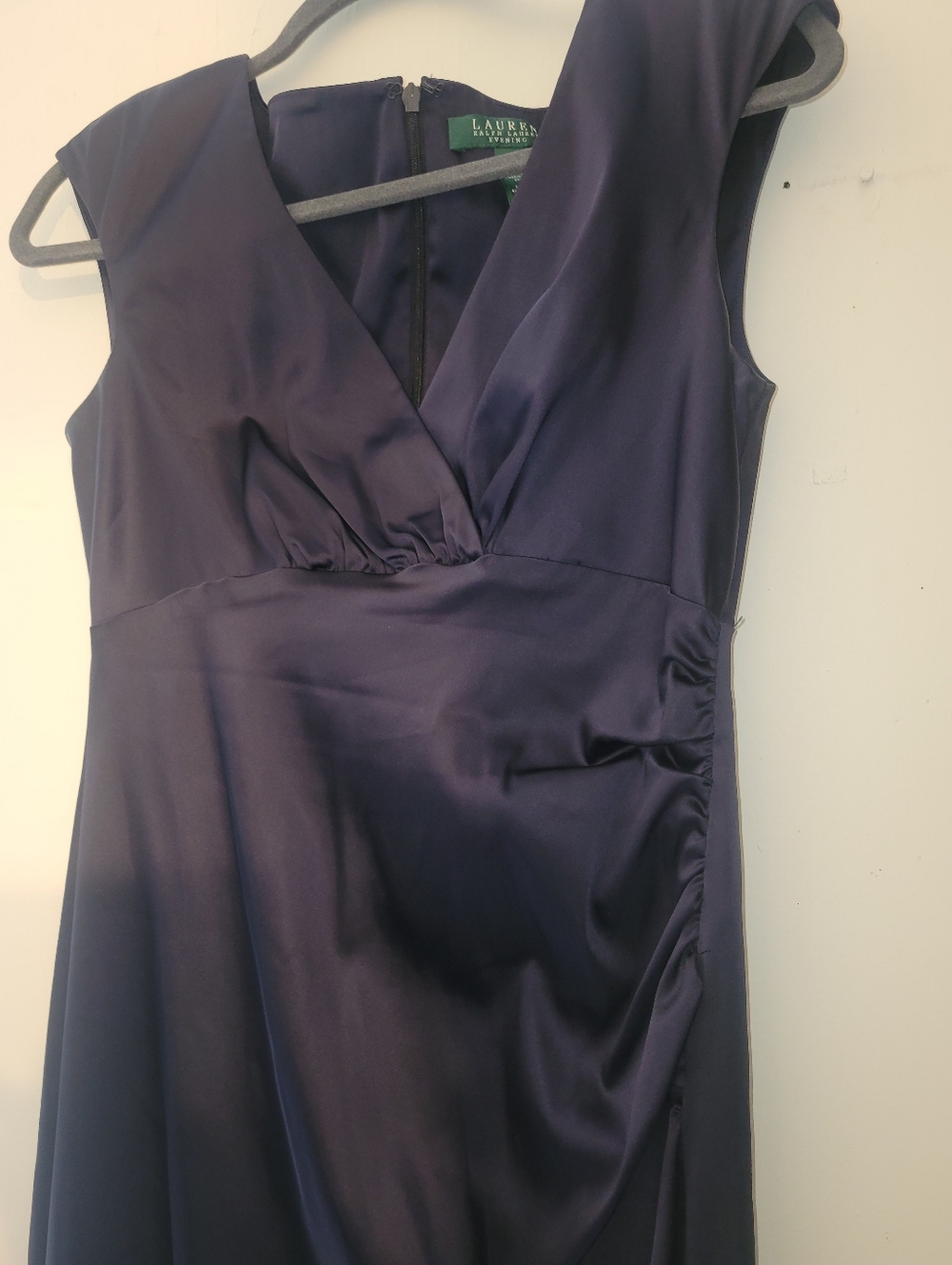 Ralph Lauren Evening Collection- Elegant Navy Cap-Sleeve Gown